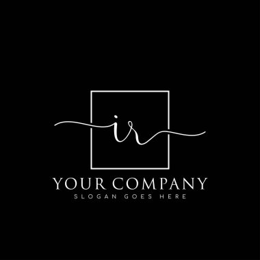 İlk imzalı kızılötesi el yazısı logosu, makyaj, düğün, moda, kare çerçeveli.