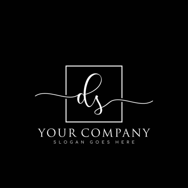 Inicial Logotipo Escritura Mano Firma Inicial Maquillaje Boda Moda Marco — Vector de stock