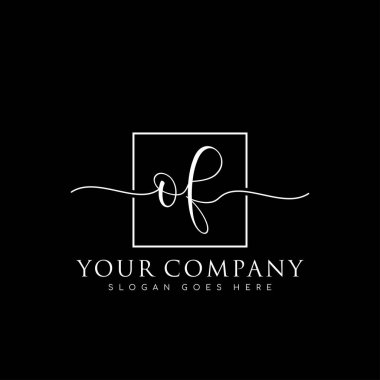 Başlangıç imzalı el yazısı logosu, makyaj, düğün, moda, kare çerçeveli.