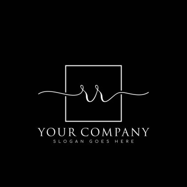 İlk imzalı RR el yazısı logosu, makyaj, düğün, moda, kare çerçeveli.
