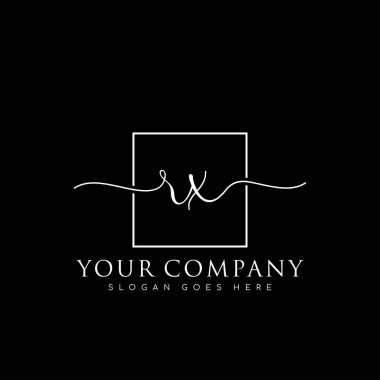İlk imzalı RX el yazısı logosu, makyaj, düğün, moda, kare çerçeveli.