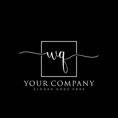 İlk imzalı WQ el yazısı logosu, makyaj, düğün, moda, kare çerçeveli.