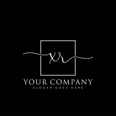 İlk imzalı XR el yazısı logosu, makyaj, düğün, moda, kare çerçeveli.