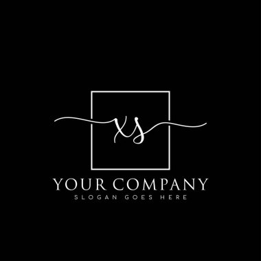 İlk imzalı XS el yazısı logosu, makyaj, düğün, moda, kare çerçeveli.