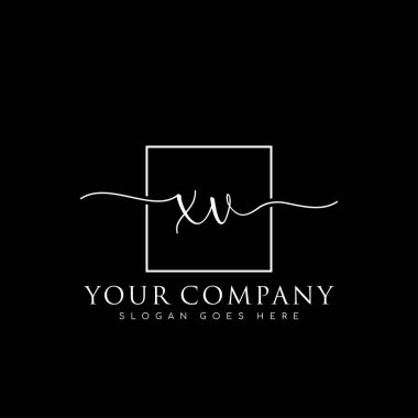 İlk imzalı XV el yazısı logosu, makyaj, düğün, moda, kare çerçeveli.