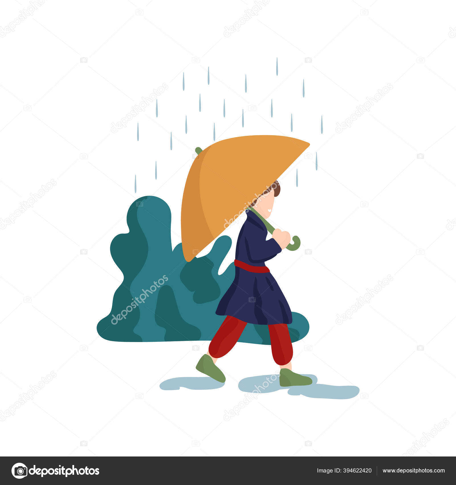 Ilustrasi Seorang Pria Berjalan Di Tengah Hujan Gambar Ini Menunjukkan Sebuah Fenomena Cuaca
