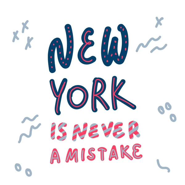 New York zu schreiben, ist nie falsch. Die Illustration ist handgezeichnet, schöner Schriftzug in einem Kreis aus Linien und Punkten Für Ihre Präsentation oder Textilien. — Stockvektor