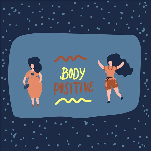 Het concept van positiviteit van het lichaam alle lichamen zijn goede lichamen. Vector illustratie van een groep van plus size vrouwen. Illustratie van met de hand getrokken meisjes ter ondersteuning van vrouwen. — Stockvector