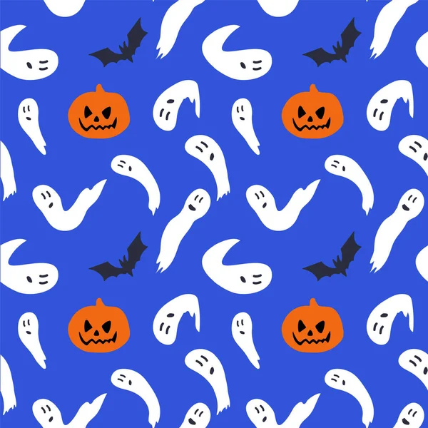 Wektorowe tło zaproszeń na przyjęcia Halloween lub kartki okolicznościowe z ręcznie rysowanymi napisami i tradycyjnymi symbolami. Zabawne i zabawne ilustracje na jesienne wakacje. — Wektor stockowy