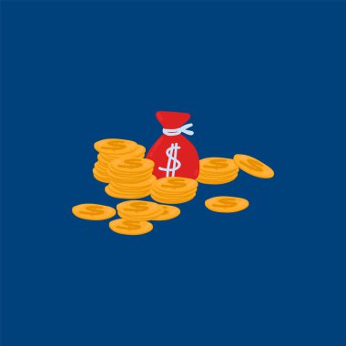 Gelecek için biriktirilen paranın emeklilik konsepti. Altın sikkelerde tasarruf. Emeklilik yaşındakiler için Piggy Bank 'ta mali tasarruf ve tasarruflar. Görüntü vektör biçiminde