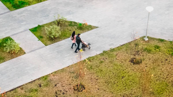 Familie Een Vrije Loop Het Uitzicht Vanaf Achterkant — Stockfoto