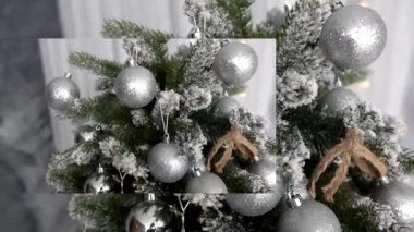 kültürel gelenek - Noel ağacı oyuncaklar ile yapay malzemelerden yapılmış 