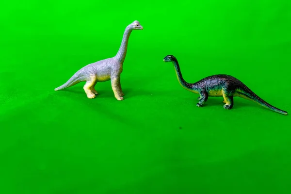 Jouets Pour Enfants Sur Fond Vert Dinosaures — Photo