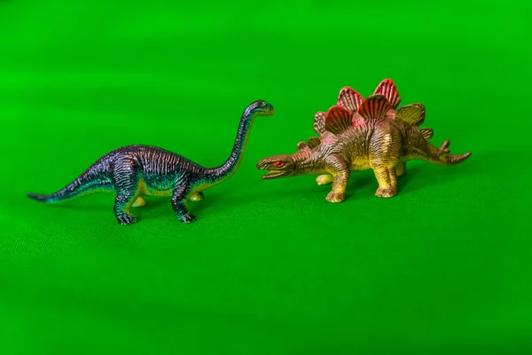 Jouets Pour Enfants Sur Fond Vert Dinosaures — Photo