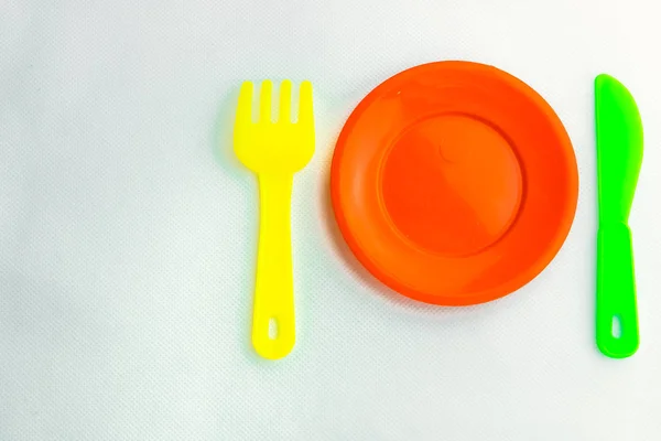 Plastic Tableware Children — Stock Photo, Image