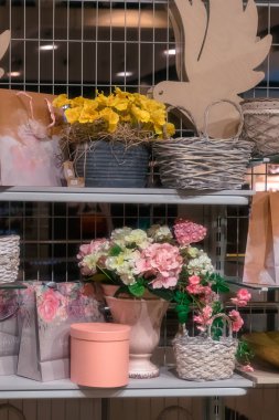 Vintage öğeleri hediye paketleri ve iç dekorasyon 