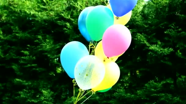 Balónky Dekorace Dětských Prázdnin Přírodě Létě — Stock video