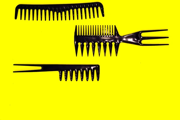 Black Color Comb Set Professional Hairdresser — Stock Photo, Image