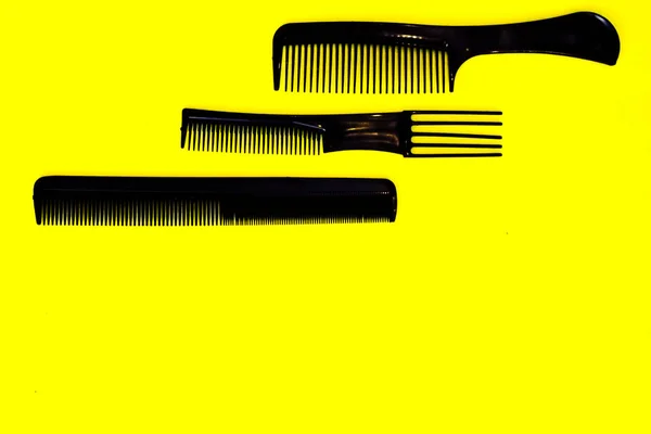 Black Color Comb Set Professional Hairdresser — Stock Photo, Image