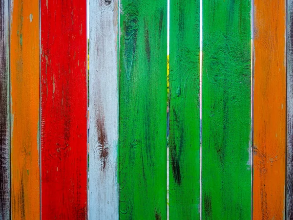 Kerítés Fából Készült Táblák Festett Különböző Színű Festék — Stock Fotó