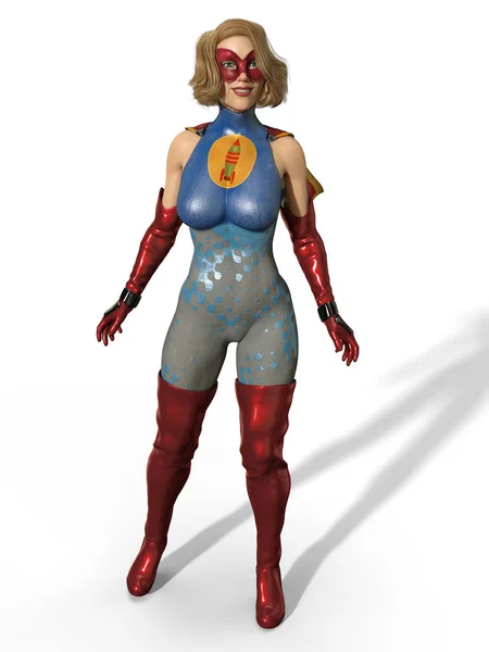 Superheroine Isolated White Background — Stock Photo, Image