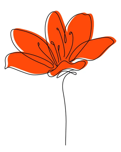 Lily çiçek hattı sanatı. Minimalist çizim. Bir satır sanat eseri — Stok Vektör