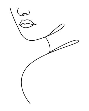 Beautiful woman face drawing of continuous line vector Beautiful woman face drawing of continuous line vector