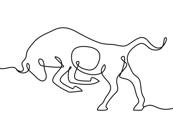 One line drawing bull. Continuous line art of Bull. Symbol of 2021 new year. — Stock Vector