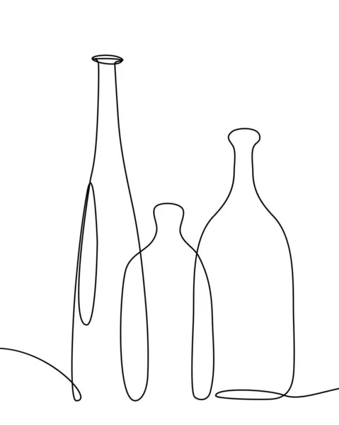 Desenho de uma linha de garrafas vetoriais isoladas — Vetor de Stock