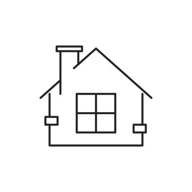 Ev ikonu. İnce bir çizgi çiz. Beyaz arkaplanda izole. 