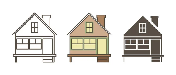 Icono Casa Estilo Diferente Estilo Plano Casa Estilo Cabaña Aislado — Vector de stock