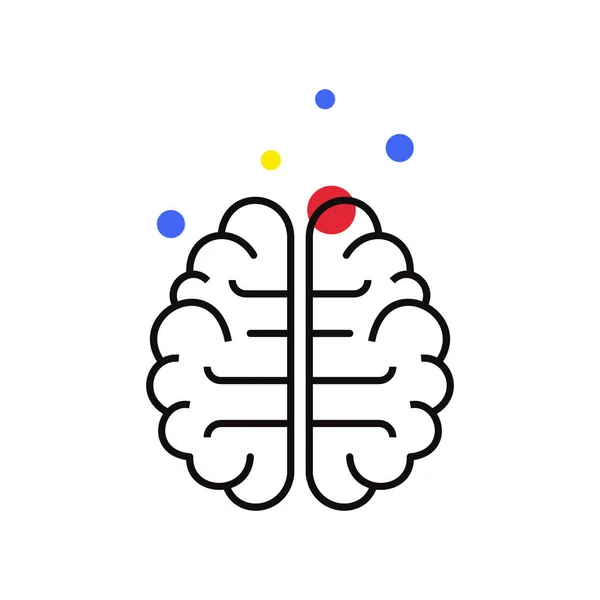 Ikone Des Menschlichen Gehirns Schmale Linien Umreißen Isoliert — Stockvektor