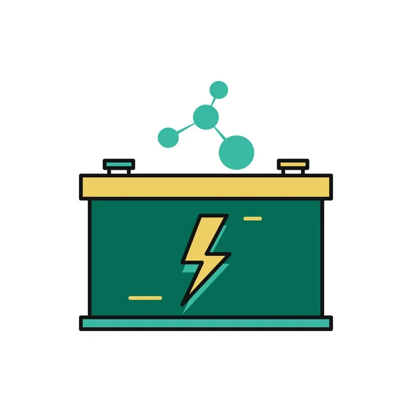 車のバッテリーアイコン フラットスタイル 白地に隔離された — ストックベクタ
