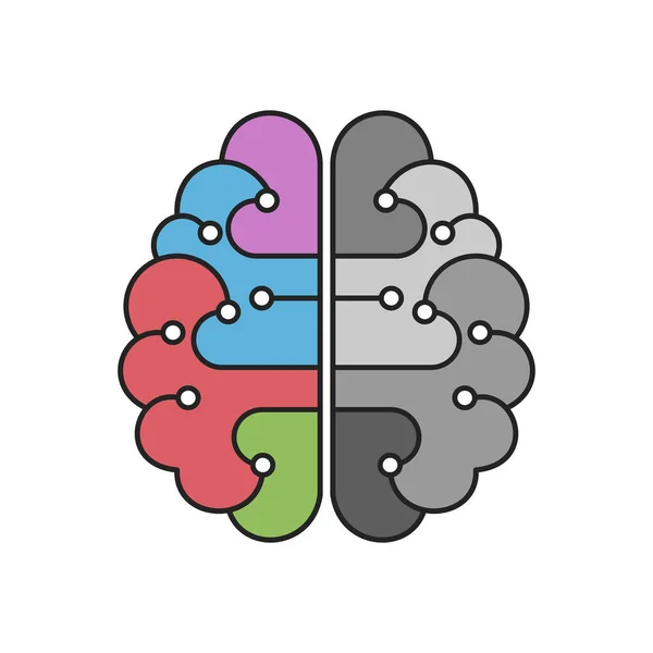 Human Brain Flat Icon Concept Left Right Brain Flat Style — Stock Vector