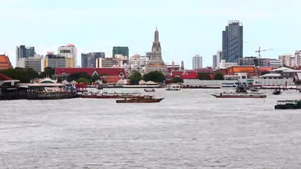 Timelapse Vatten Transport Chao Phraya River Lång Svans Båt Färja — Stockvideo