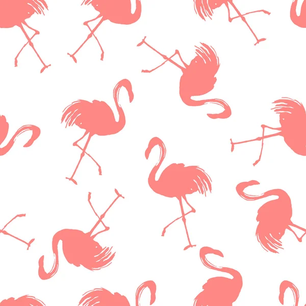 无缝隙的背景与粉红火烈鸟 背景是白色的 — 图库照片