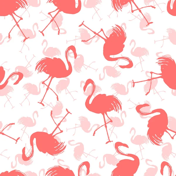 Sömlös Bakgrund Med Rosa Flamingos Vit Bakgrund — Stockfoto