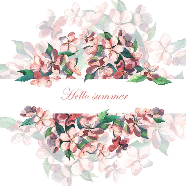 Egy Sakura Virágzó Ága Akvarell Illusztráció Elszigetelt Tárgy Fehér Alapon — Stock Fotó
