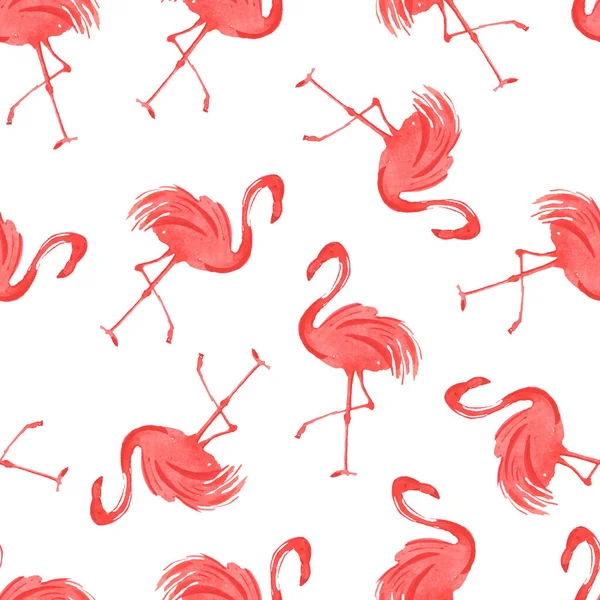 Zökkenőmentes Háttér Rózsaszín Flamingókkal Fehér Alapon — Stock Fotó