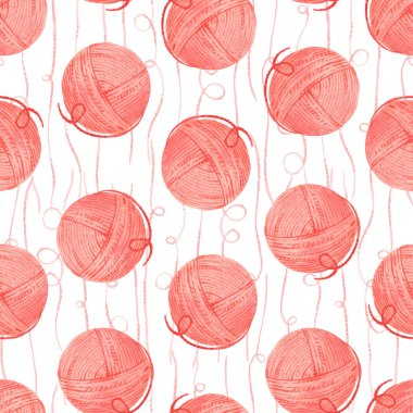 İplik parçalarıyla kusursuz bir desen. Suluboya tarzında. Beyaz bir arkaplanda