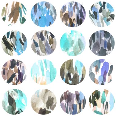 Suluboya stilinde, renklerden yapılmış kusursuz desen. Beyaz bir arkaplanda