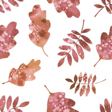 Parlak sonbahar yapraklı suluboya deseni beyaz arkaplanda izole