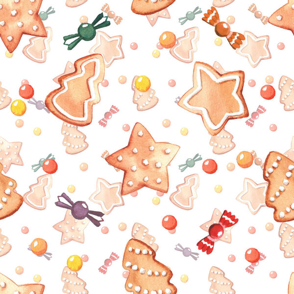 Модель с акварелью новогодние сладости. На белом фоне