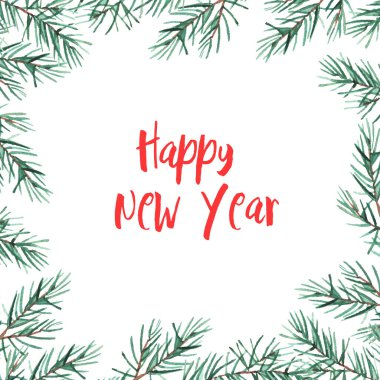 suluboya ağaçlı çerçeve. Beyaz bir arkaplanda