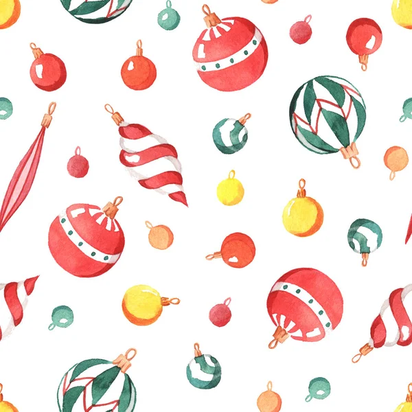 Σχέδιο Νερομπογιές Πρωτοχρονιάτικες Διακοσμήσεις Δώρα Και Γλυκά Λευκό Φόντο — Φωτογραφία Αρχείου