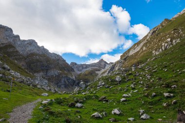 İsviçre Alpleri. Appenzell, Ebenalp. Swiss apls Hiking trail.