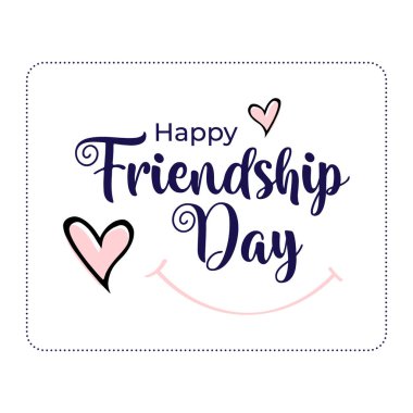 Temiz Vektör illüstrasyonu, Mutlu Dostluk Günü 'nü kutlamak için metin ve dekoratif unsurlarla dolu tebrik kartı..