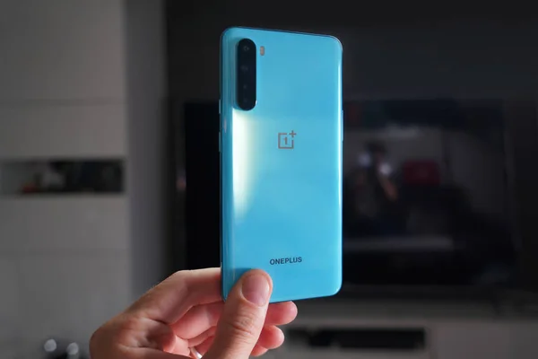 Adamın elinde One Plus Nord var. Ljubljana / Slovenya - 7 Ağustos 2020