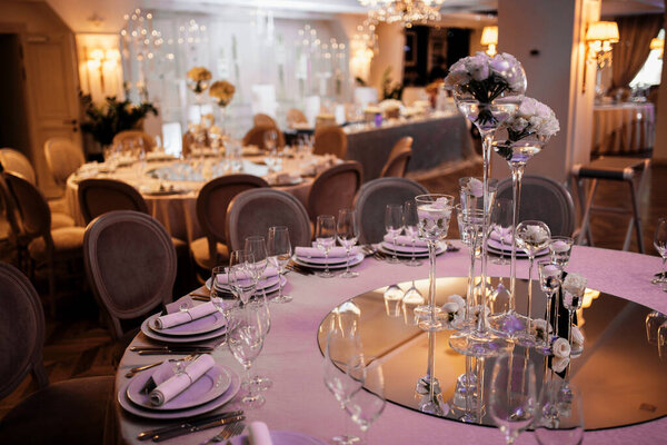 Festive table on holidays in boho style. Wedding reception