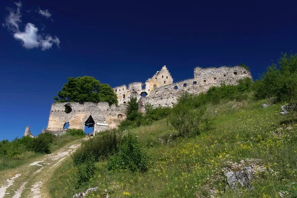 Topolcany Kalesi Harabeleri Slovakya Eski Bir Kale Kaçağı Antik Kale Stok Resim